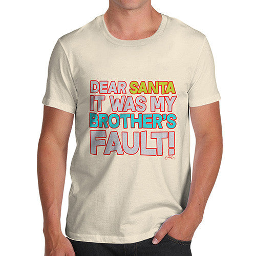 Men's Santa It Was My Brother's Fault! Cotton T-Shirt