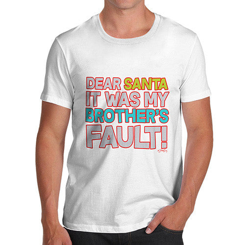 Men's Santa It Was My Brother's Fault! Cotton T-Shirt