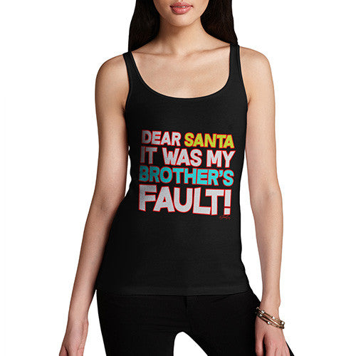 Women's Santa It Was My Brother's Fault! Cotton Tank Top