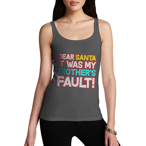 Women's Santa It Was My Brother's Fault! Cotton Tank Top