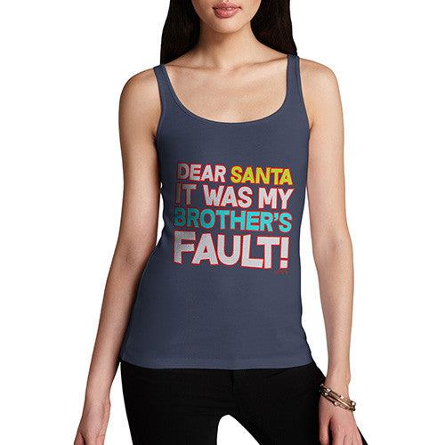 Women's Santa It Was My Brother's Fault! Cotton Tank Top
