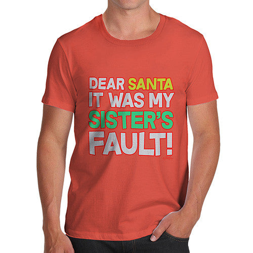 Men's Santa It Was My Sister's Fault! Cotton T-Shirt