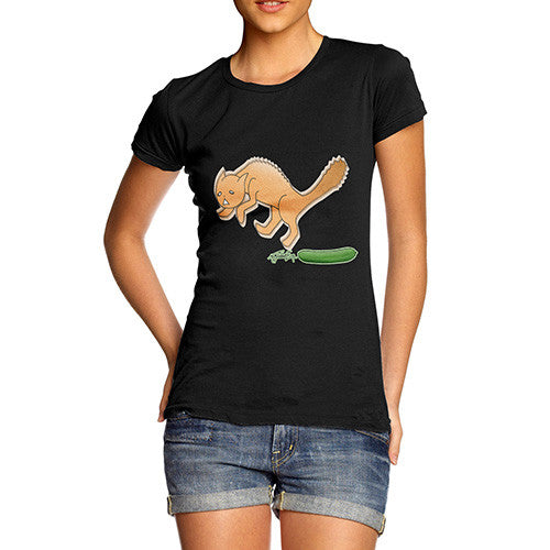 Women's Cat Scared Of Cucumbers T-Shirt