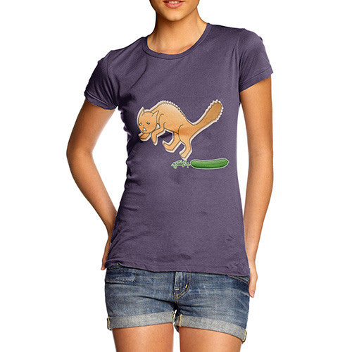 Women's Cat Scared Of Cucumbers T-Shirt