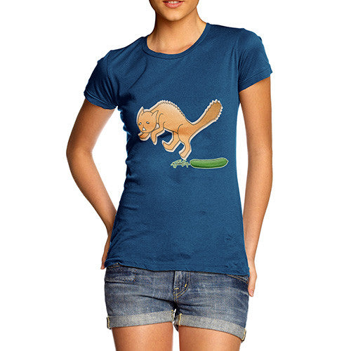 Women's Cat Scared Of Cucumbers T-Shirt