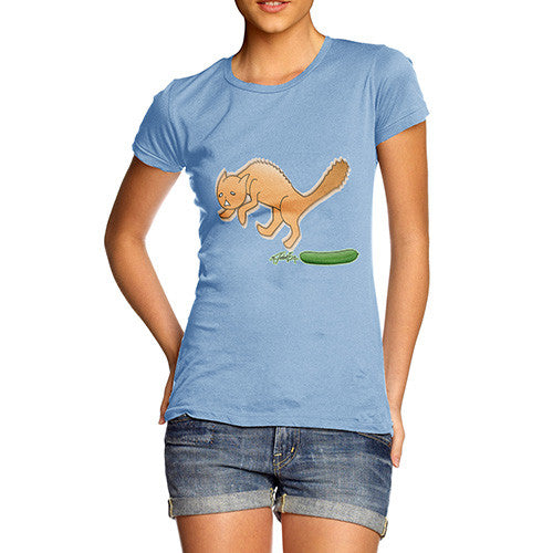 Women's Cat Scared Of Cucumbers T-Shirt