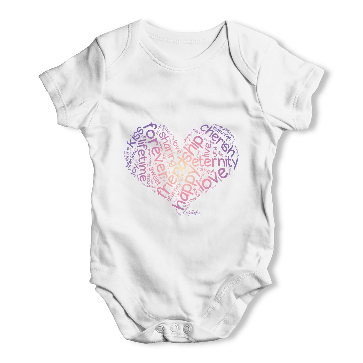 Valentine's Word Heart Baby Grow Bodysuit