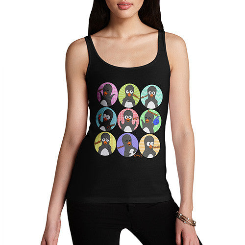 Women's Guin Penguin Emoticons Tank Top