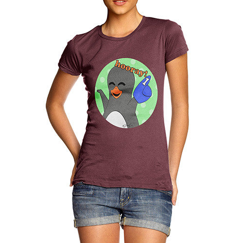 Women's Guin Penguin Hooray! Emoticon T-Shirt