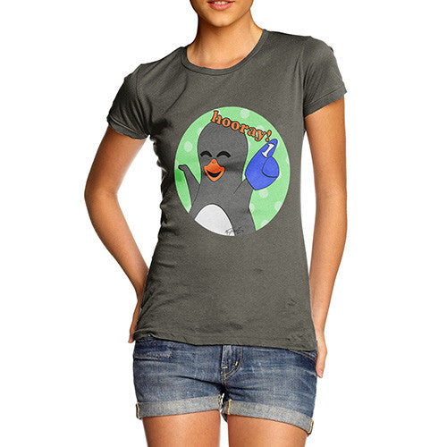 Women's Guin Penguin Hooray! Emoticon T-Shirt