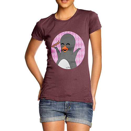 Women's Guin Penguin Woo! Emoticon T-Shirt