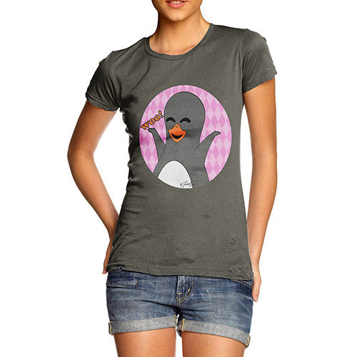 Women's Guin Penguin Woo! Emoticon T-Shirt