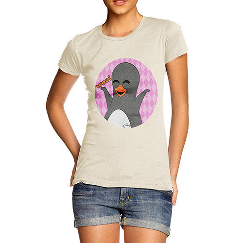 Women's Guin Penguin Woo! Emoticon T-Shirt