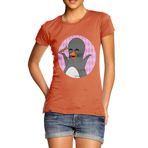 Women's Guin Penguin Woo! Emoticon T-Shirt