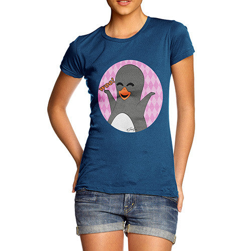 Women's Guin Penguin Woo! Emoticon T-Shirt