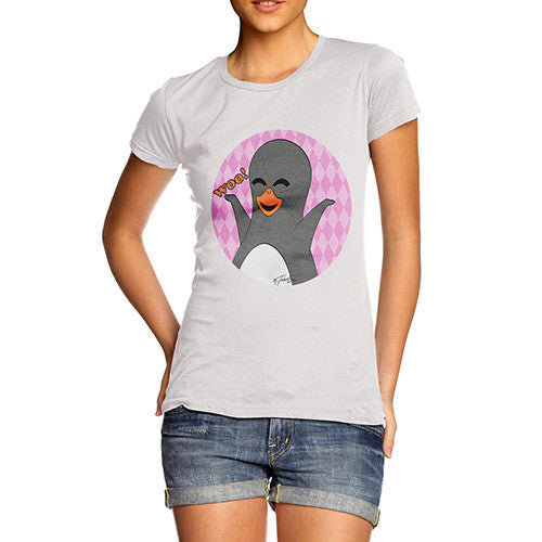 Women's Guin Penguin Woo! Emoticon T-Shirt