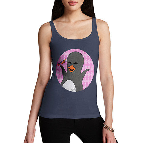 Women's Guin Penguin Woo! Emoticon Tank Top