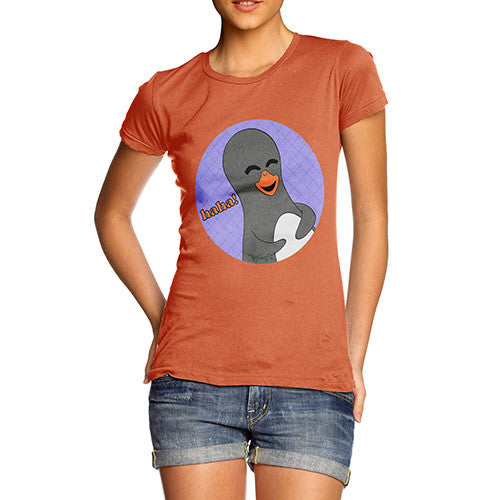 Women's Guin Penguin Haha! Emoticon T-Shirt