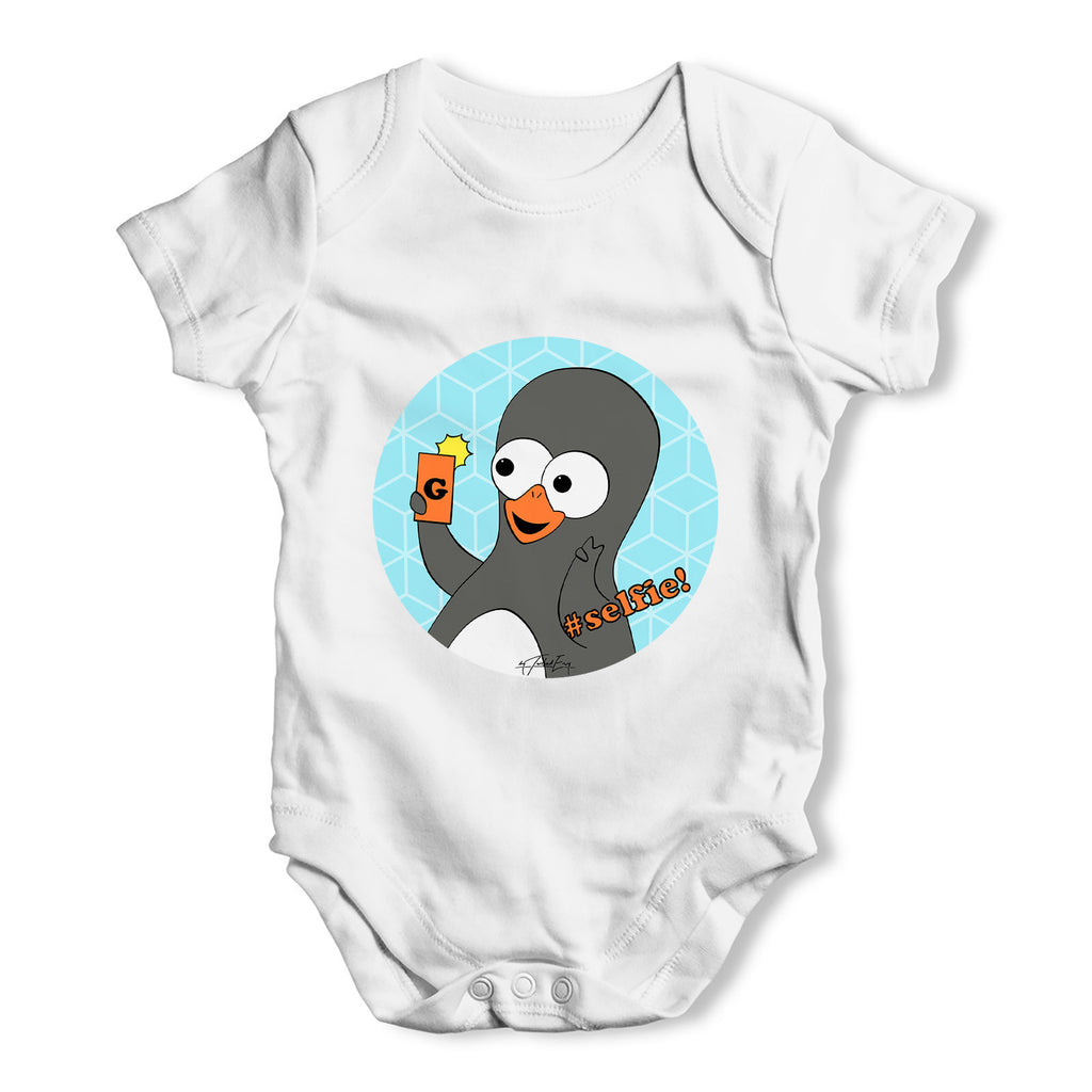 Guin Penguin #Selfie Emoticon Baby Grow Bodysuit