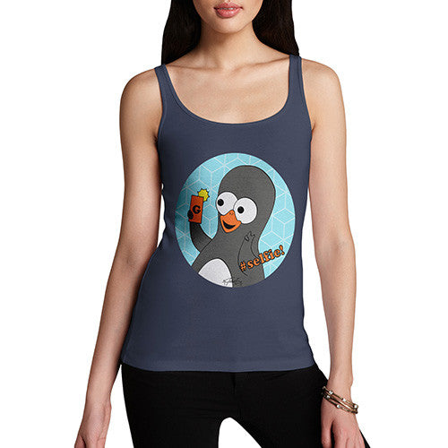 Women's Guin Penguin #Selfie! Emoticon Tank Top