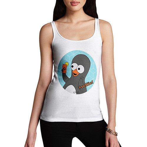 Women's Guin Penguin #Selfie! Emoticon Tank Top