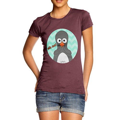 Women's Guin Penguin Oh No! Emoticon T-Shirt