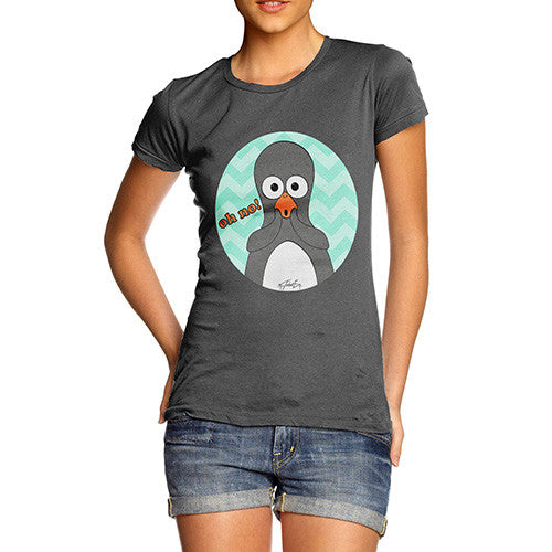 Women's Guin Penguin Oh No! Emoticon T-Shirt