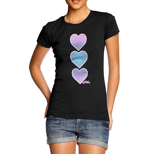 Women's Purple Tie Dye Hearts T-Shirt