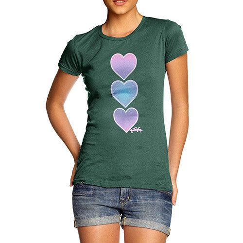 Women's Purple Tie Dye Hearts T-Shirt