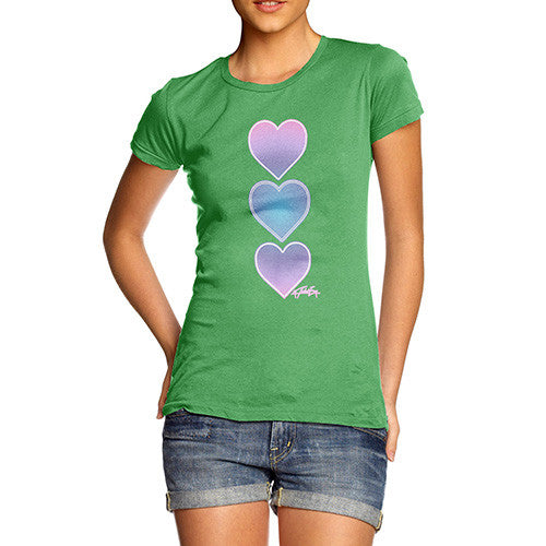 Women's Purple Tie Dye Hearts T-Shirt