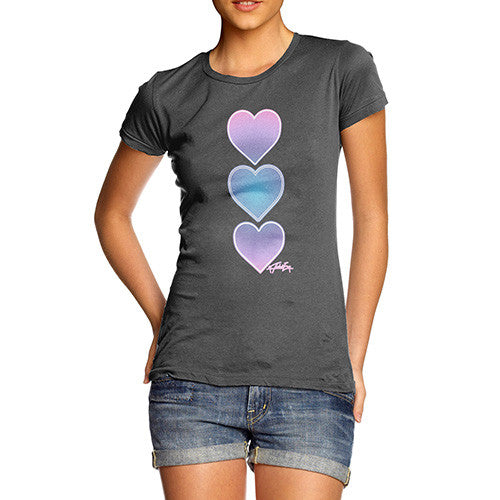 Women's Purple Tie Dye Hearts T-Shirt