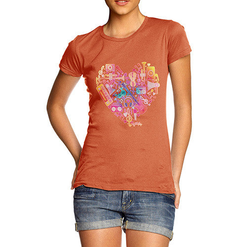 Women's Love Heart Musical Instruments T-Shirt