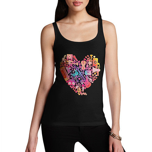 Women's Love Heart Musical Instruments Tank Top