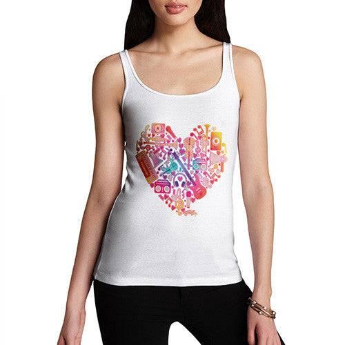 Women's Love Heart Musical Instruments Tank Top