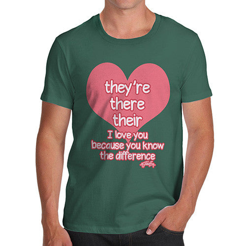 Men's English Grammar They're There Their Heart T-Shirt