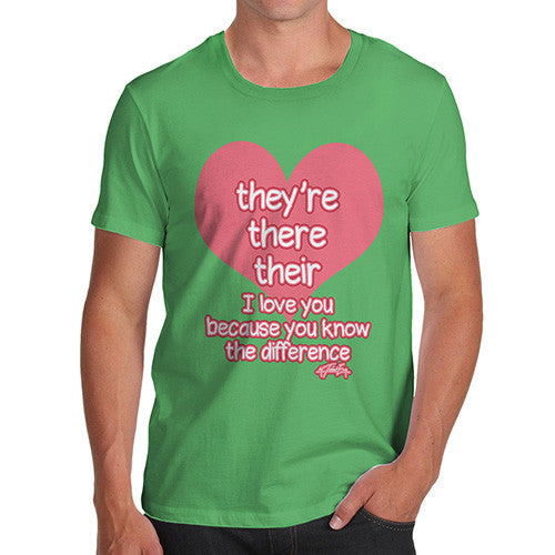 Men's English Grammar They're There Their Heart T-Shirt