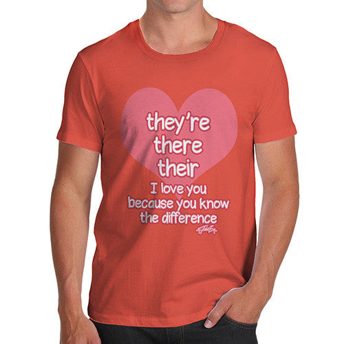 Men's English Grammar They're There Their Heart T-Shirt