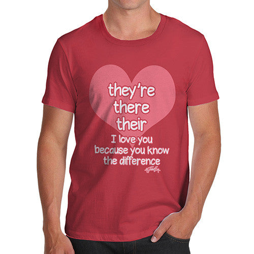 Men's English Grammar They're There Their Heart T-Shirt