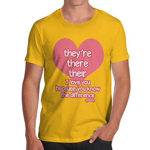 Men's English Grammar They're There Their Heart T-Shirt