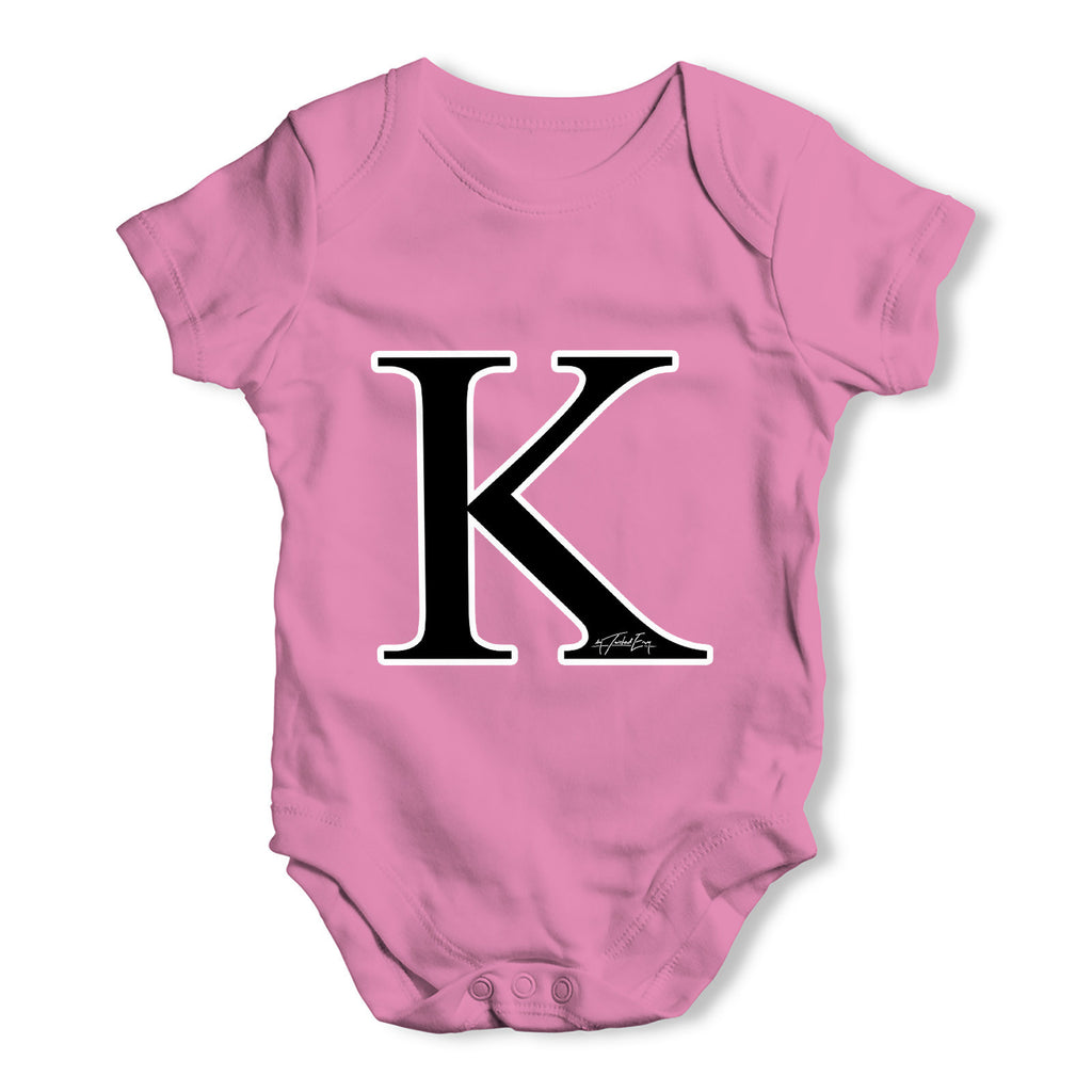 Alphabet Monogram Letter K Baby Grow Bodysuit