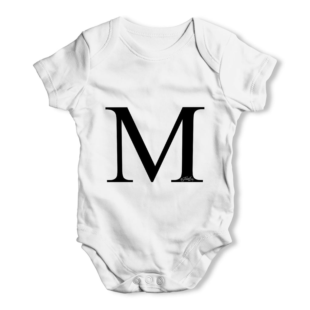 Alphabet Monogram Letter M Baby Grow Bodysuit