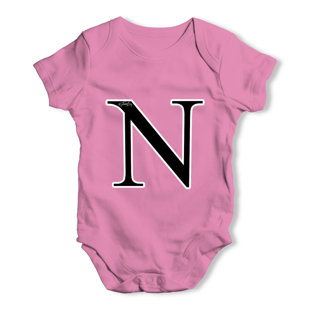 Alphabet Monogram Letter N Baby Grow Bodysuit