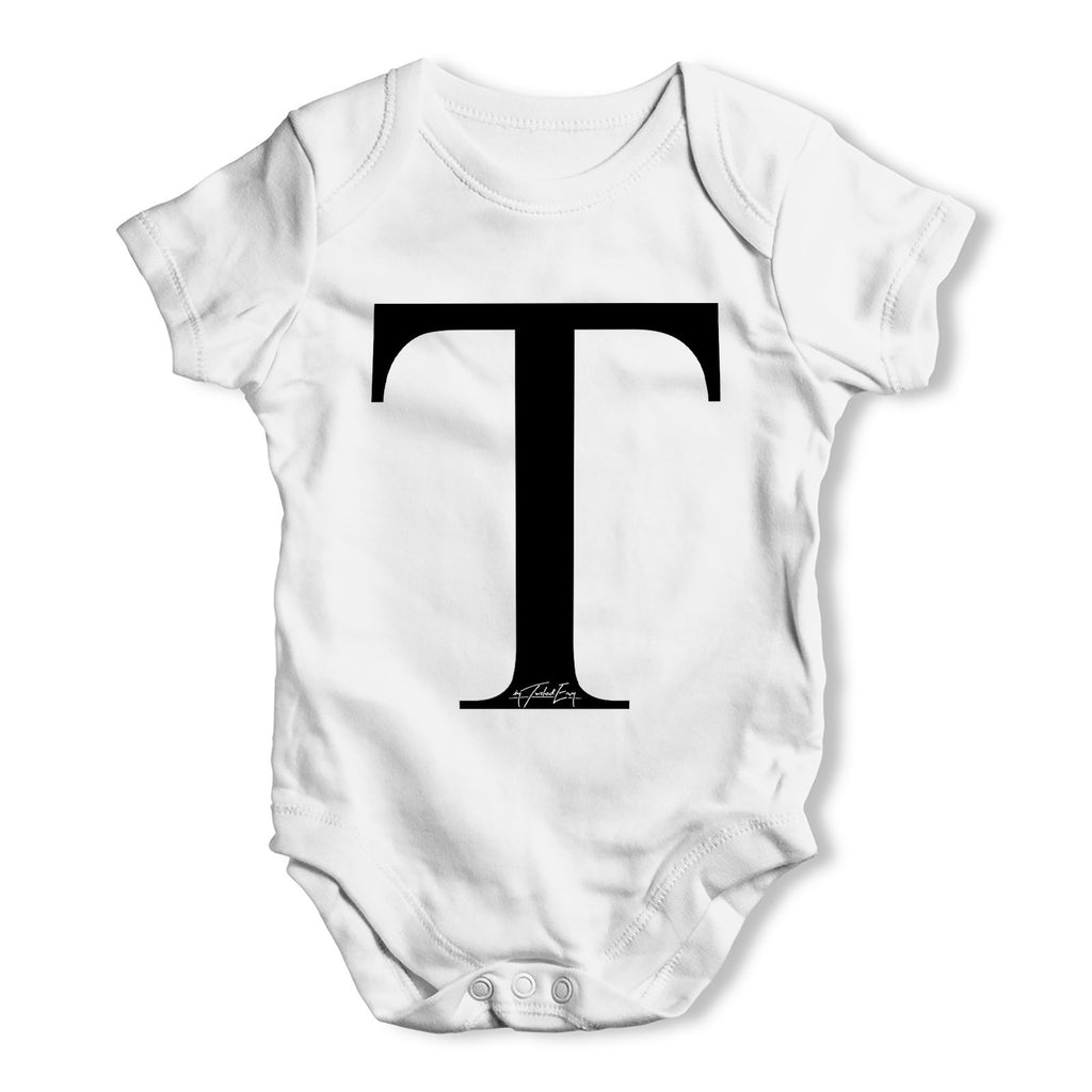 Alphabet Monogram Letter T Baby Grow Bodysuit