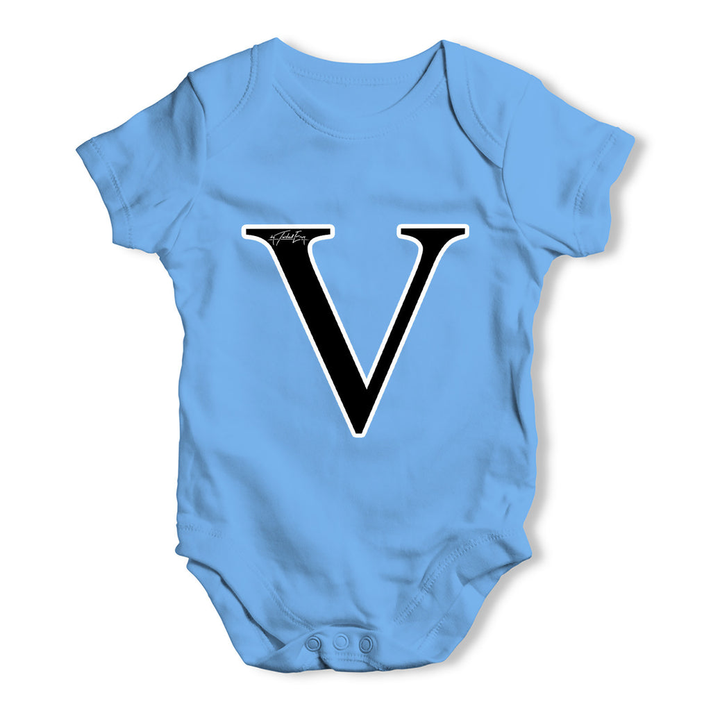 Alphabet Monogram Letter V Baby Grow Bodysuit
