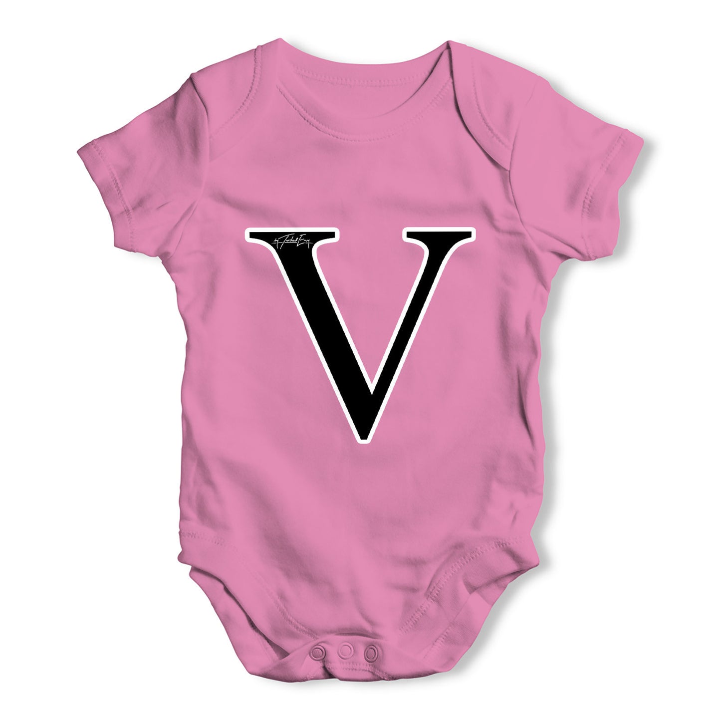 Alphabet Monogram Letter V Baby Grow Bodysuit