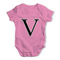 Alphabet Monogram Letter V Baby Grow Bodysuit