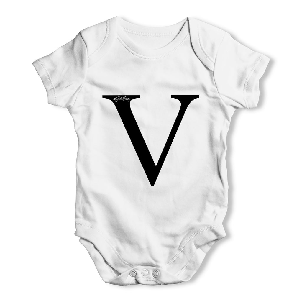 Alphabet Monogram Letter V Baby Grow Bodysuit