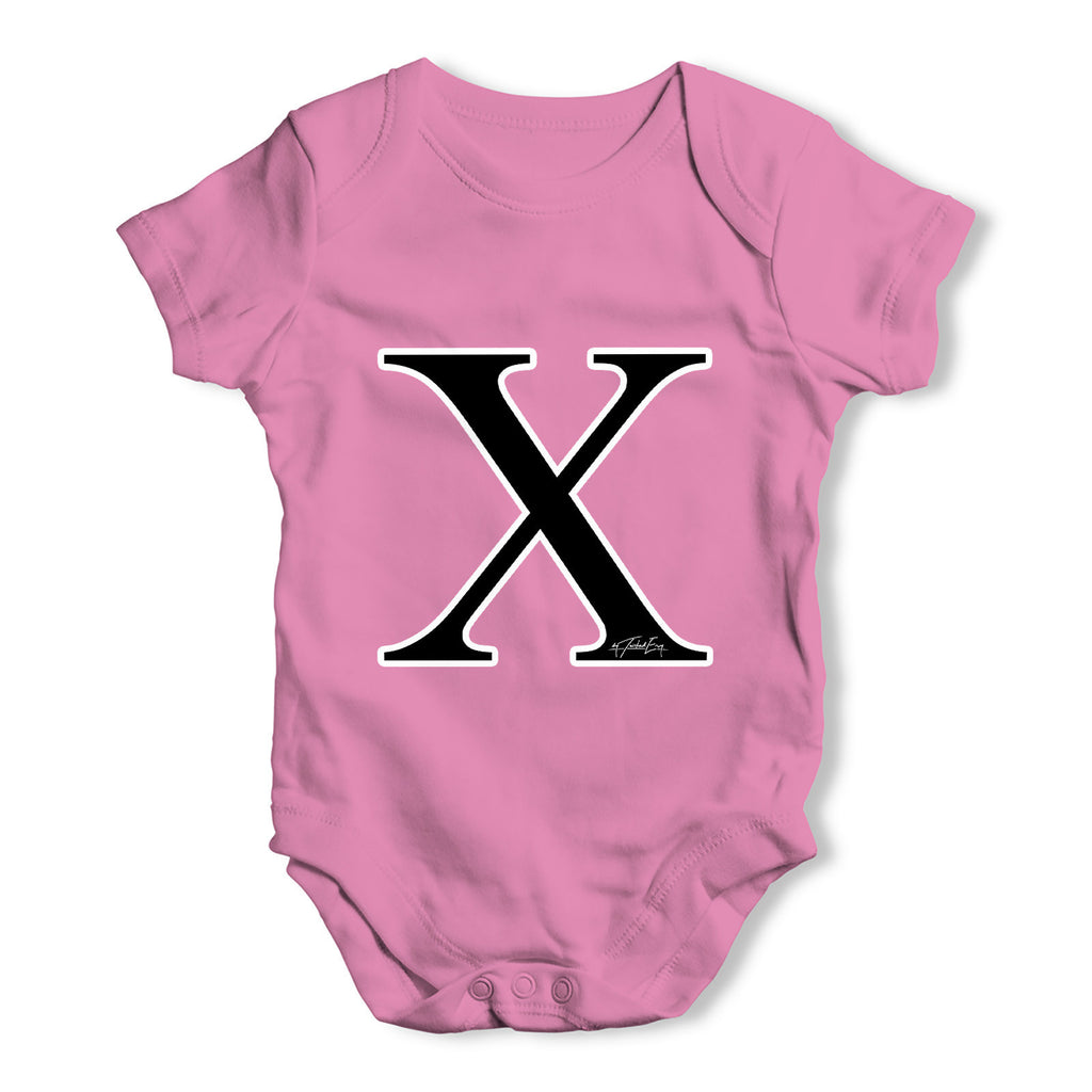 Alphabet Monogram Letter X Baby Grow Bodysuit