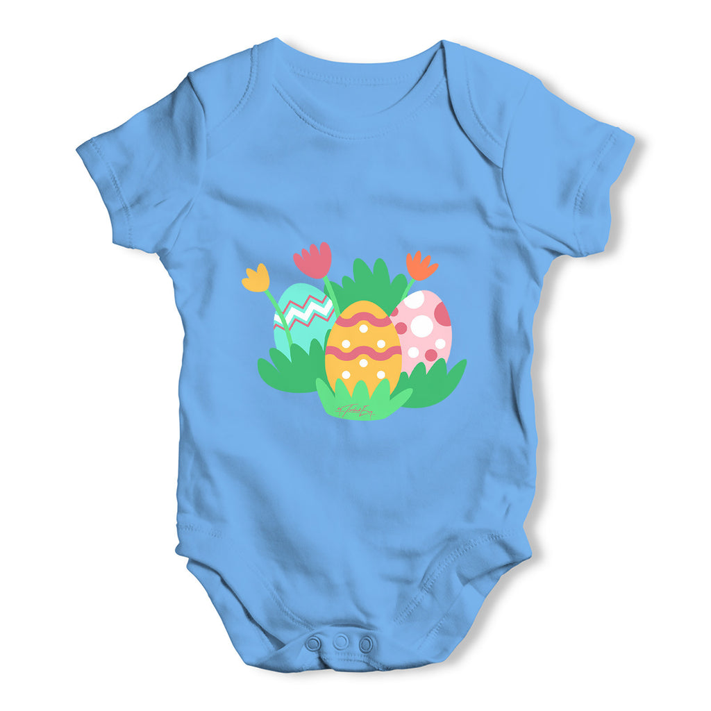 Easter Eggs in Spring Field Baby Grow Bodysuit