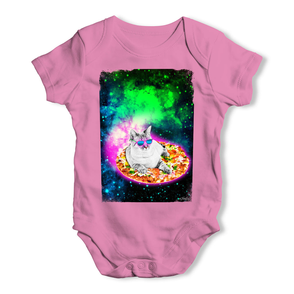 Surfing Pizza Cat In Space Baby Grow Bodysuit
